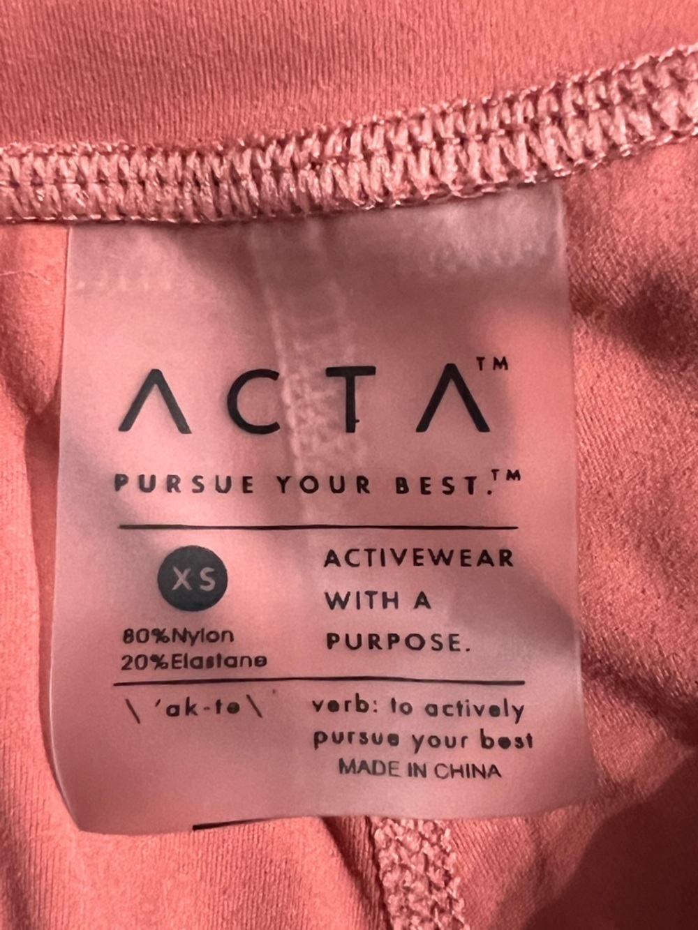ACTA Gently Used Dusty Rose High-Waist 2-piece Legging + Top Set Size XS - Picture 6 of 6